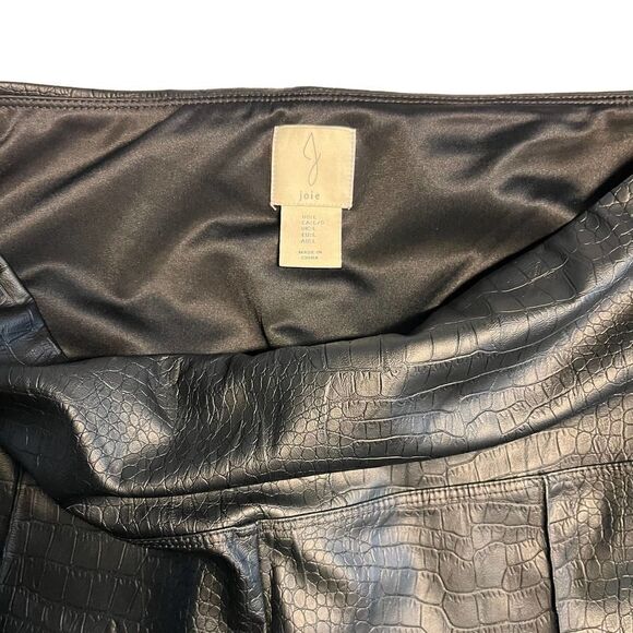 NEW Joie Vegan Faux Leather Crocodile Style Tummy Control Black Pants Large - Picture 4 of 11